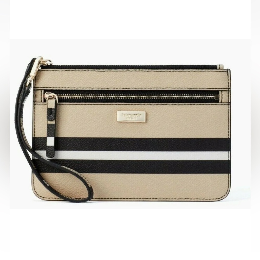New Kate Spade Tinie Shore Stripe Zip Wristlet Ottoman Stripes Multi